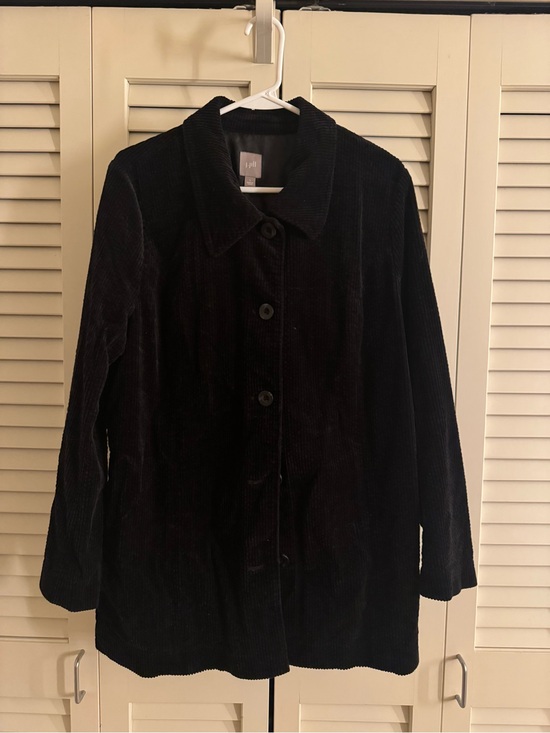 J. Jill Jackets & Blazers - J. Jill Black Corduroy Button-Front Pea Coat